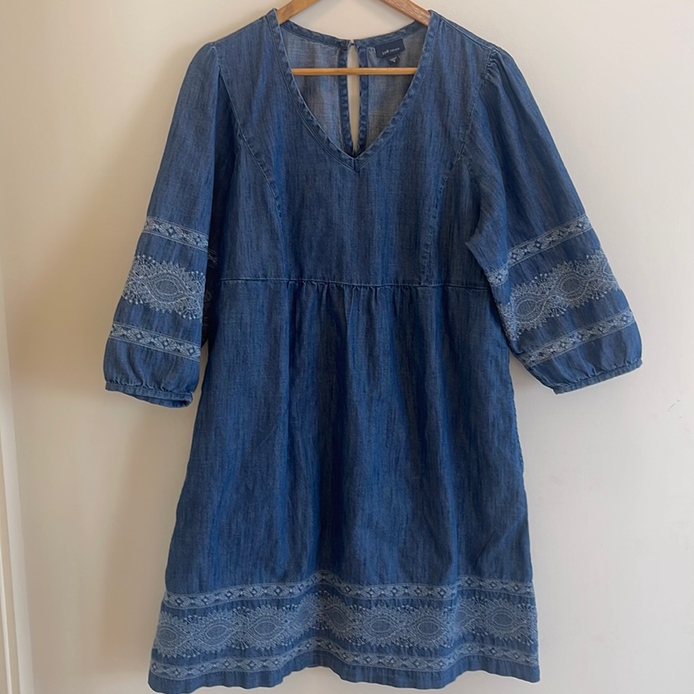 Jjill Washed Denim embroidered dress